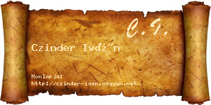 Czinder Iván névjegykártya